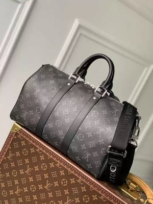 LV M46655 Louis Vuitton Keepall Bandouliere 35 Monogram Eclipse Black - Default Title - View 1