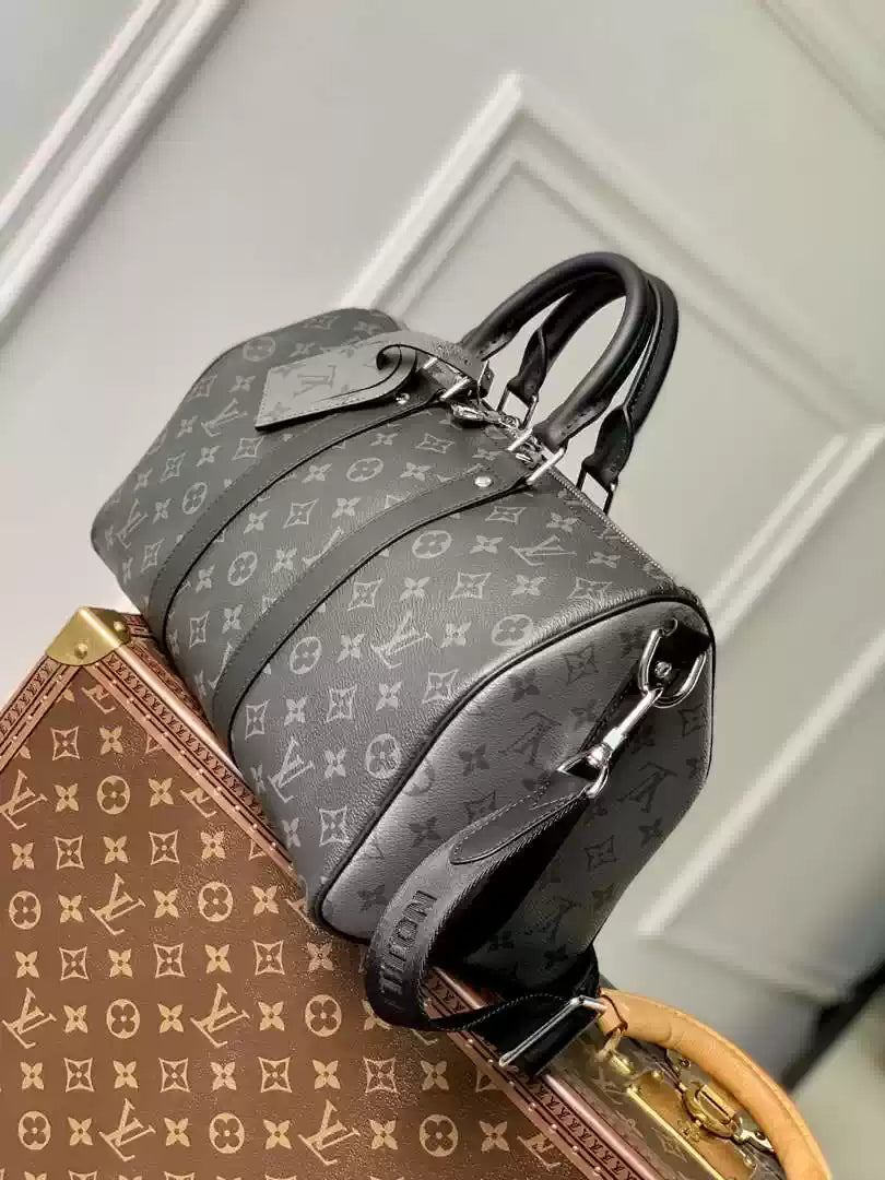 LV M46655 Louis Vuitton Keepall Bandouliere 35 Monogram Eclipse Black