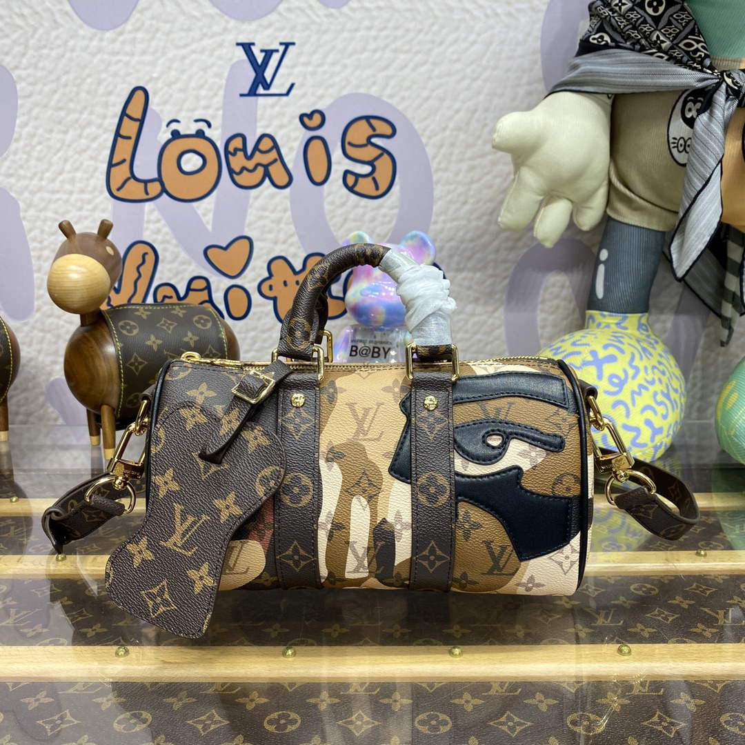 LV M46678 Louis Vuitton Keepall Bandouliere 25 Bag Brown