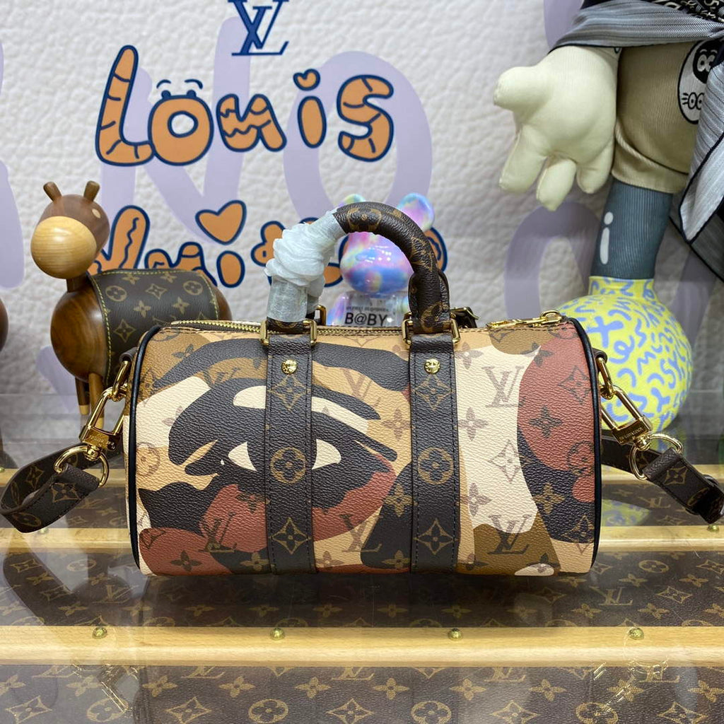 LV M46678 Louis Vuitton Keepall Bandouliere 25 Bag Brown