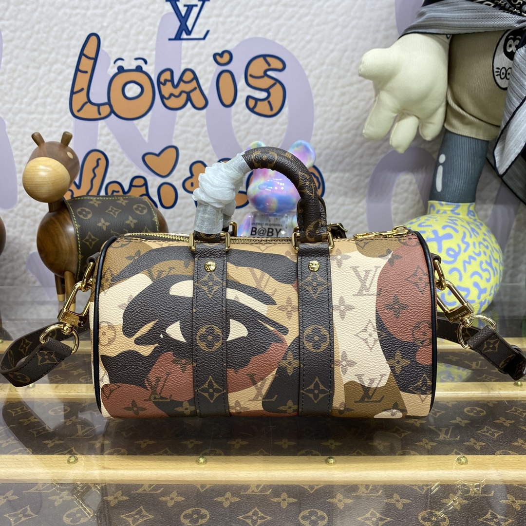 LV M46678 Louis Vuitton Keepall Bandouliere 25 Bag Brown - Default Title - View 2