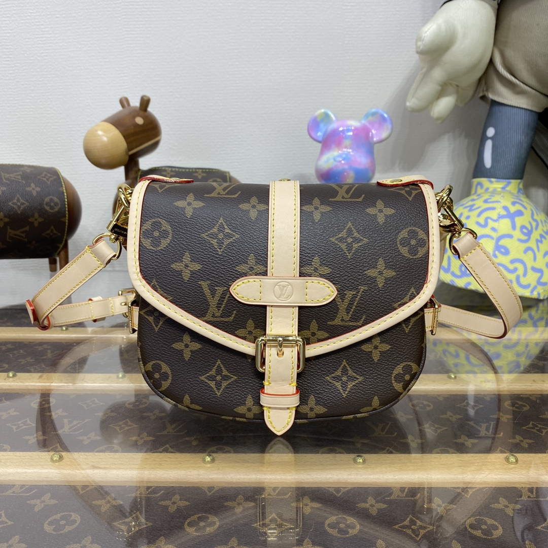 LV M46740 Louis Vuitton Saumur BB Saddle Bag Brown - Default Title - View 1
