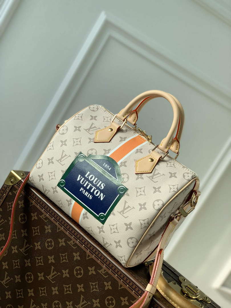 LV M46749 Louis Vuitton Speedy Bandouliere 25 Handbag Beige/Ocher