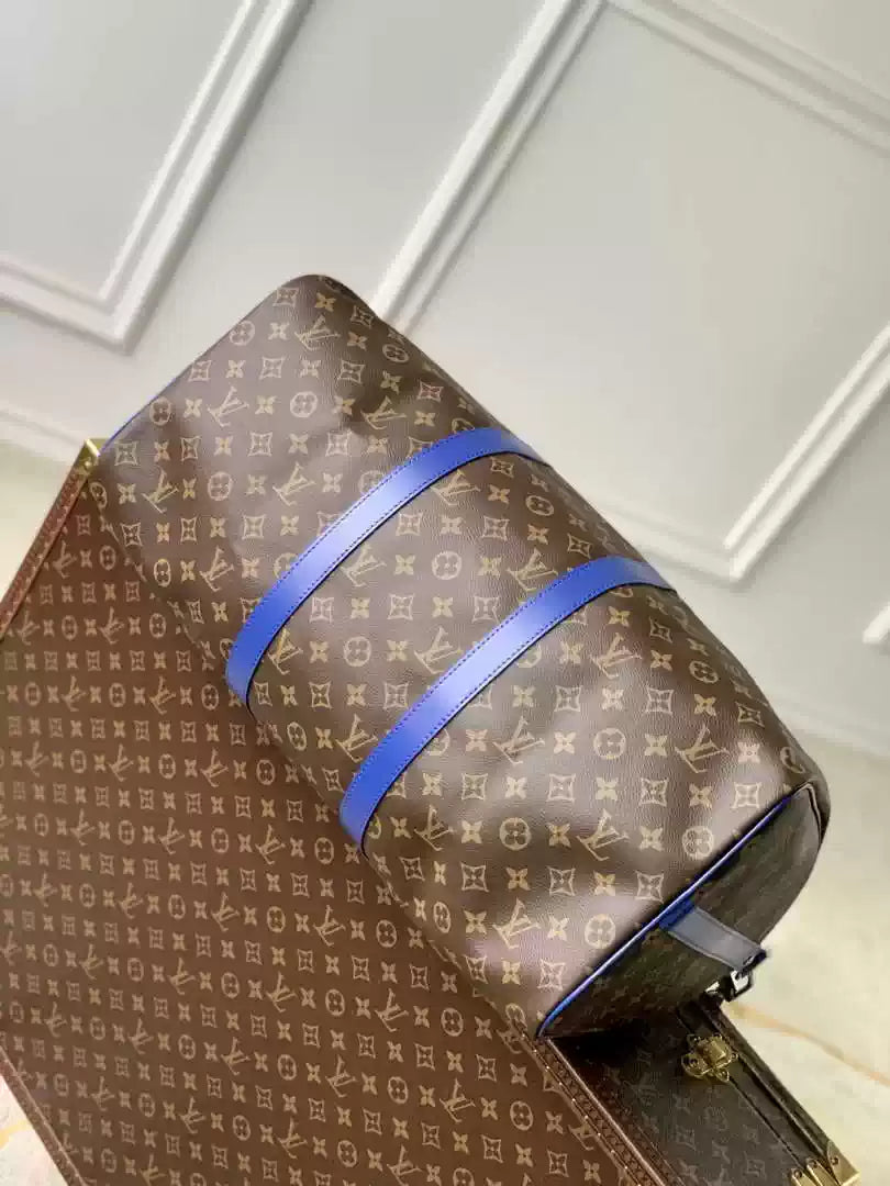LV M46772 Louis Vuitton Keepall Bandouliere  50 Travel Bag Monogram Blue M12633