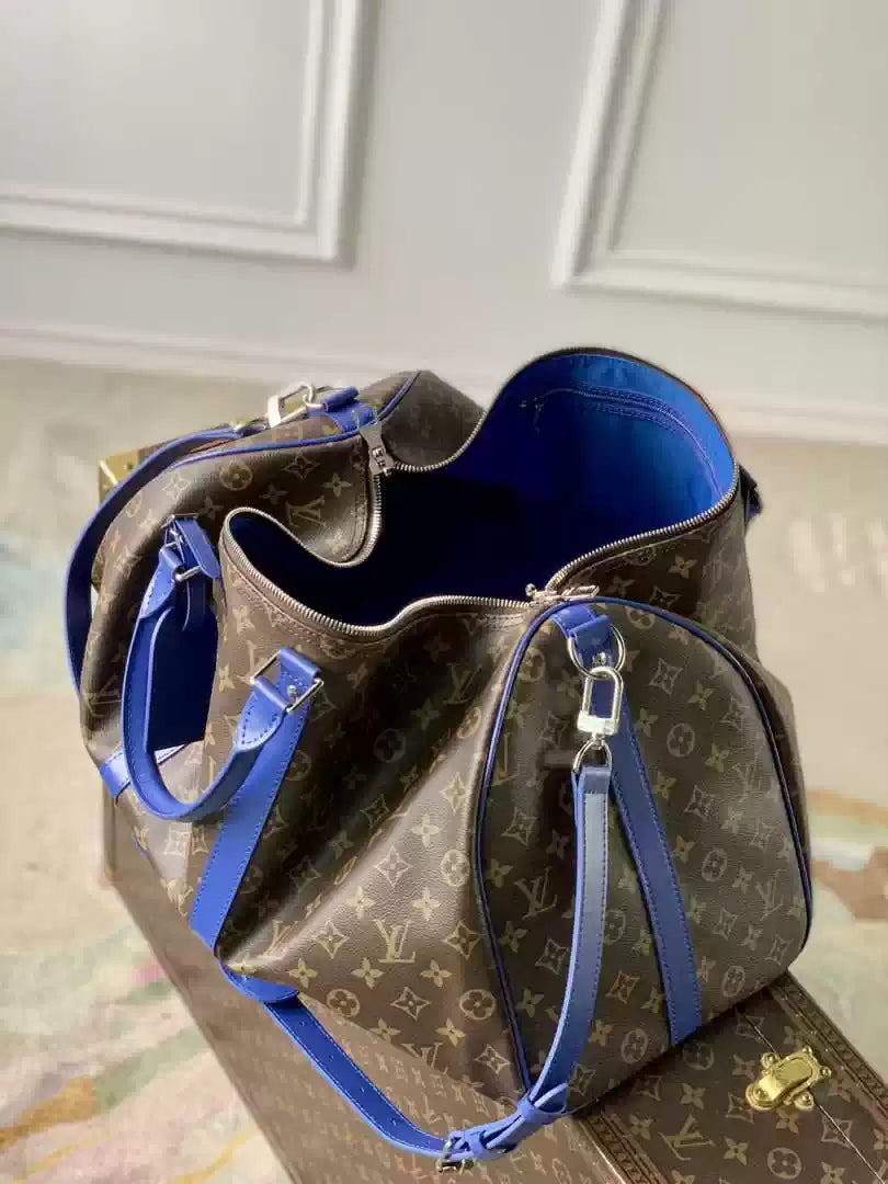 LV M46772 Louis Vuitton Keepall Bandouliere  50 Travel Bag Monogram Blue M12633 - Default Title - View 8