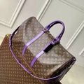 LV M46775 Louis Vuitton Keepall Bandouliere 50 Travel Bag Monogram Purple M12633 - Default Title - View 1
