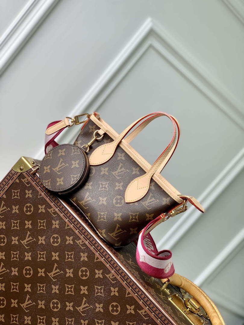 LV M46786 Louis Vuitton M46705 Neverfull BB Handbag Rose Peony