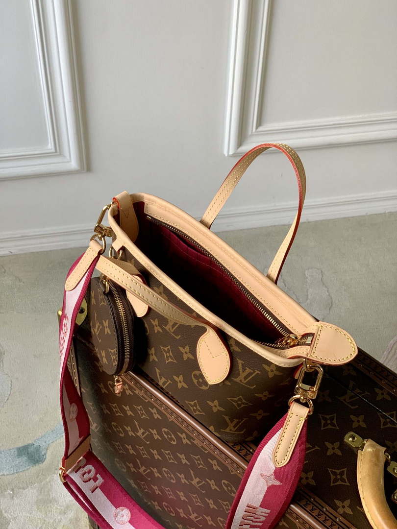 LV M46786 Louis Vuitton M46705 Neverfull BB Handbag Rose Peony - Default Title - View 8