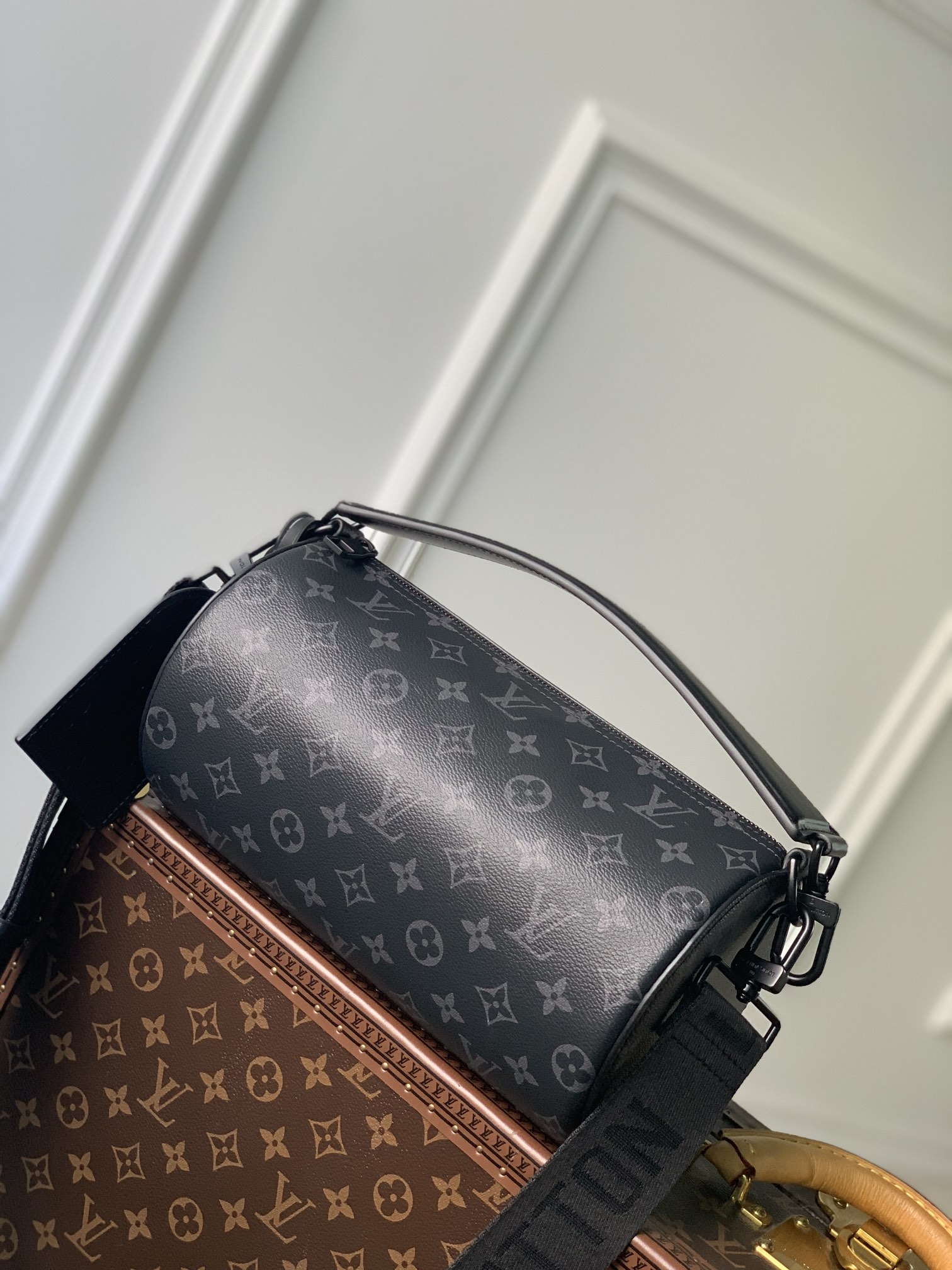 LV M46796 Louis Vuitton Soft Polochon PM Monogram Eclipse - Default Title - View 1