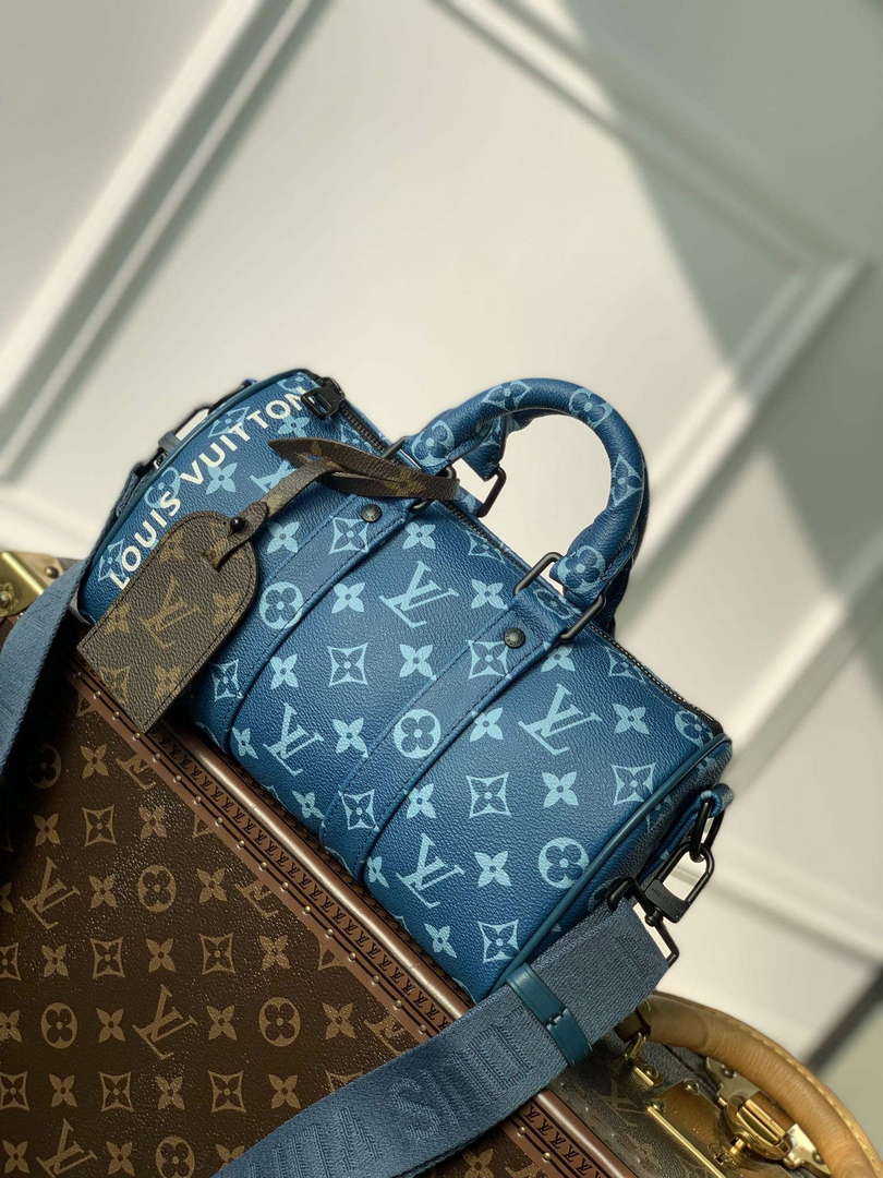 LV M46803 Louis Vuitton Keepall Bandouliere 25 City Bag Atlantic Blue