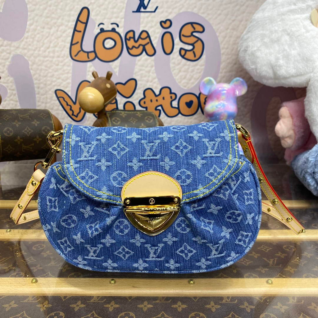 LV M46829 Louis Vuitton Sunset Monogram Denim Handbag Blue