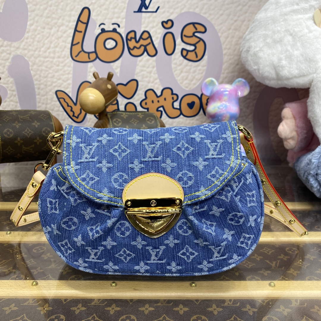 LV M46829 Louis Vuitton Sunset Monogram Denim Handbag Blue - Default Title - View 1