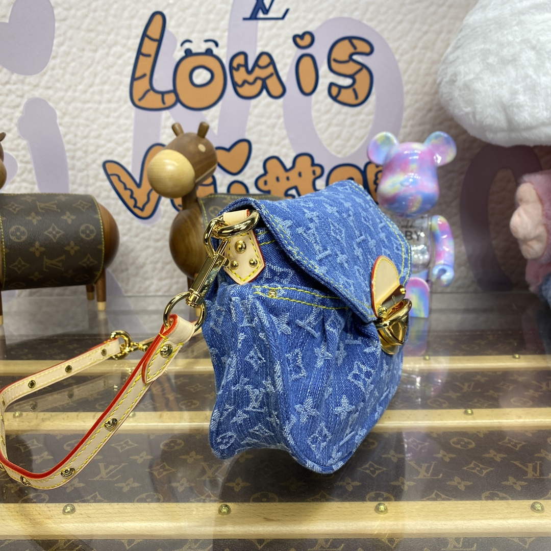 LV M46829 Louis Vuitton Sunset Monogram Denim Handbag Blue - Default Title - View 3