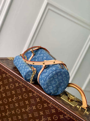 LV M46830 Louis Vuitton Papillon Handbag Denim Blue - Default Title - View 2