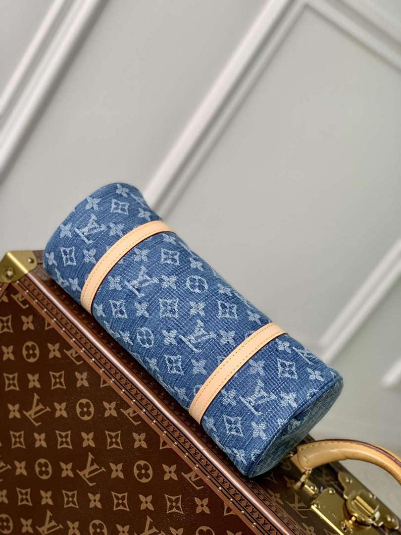 LV M46830 Louis Vuitton Papillon Handbag Denim Blue - Default Title - View 3