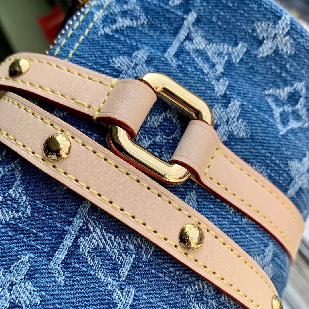LV M46830 Louis Vuitton Papillon Handbag Denim Blue - Default Title - View 5