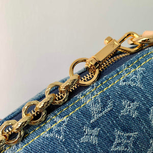 LV M46830 Louis Vuitton Papillon Handbag Denim Blue - Default Title - View 7