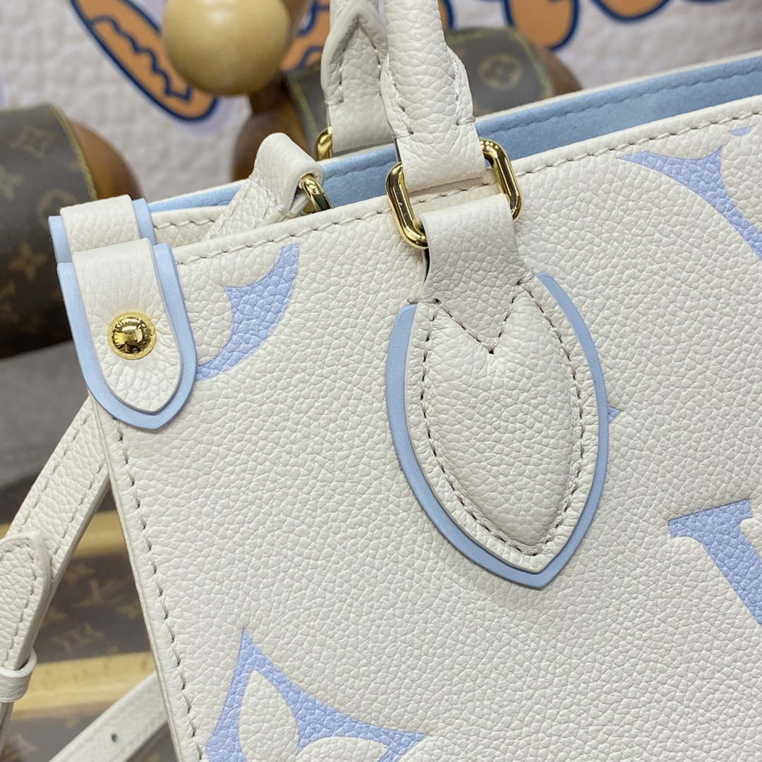 LV M46833 Louis Vuitton OnTheGo PM Bicolor Monogram Empreinte Leather Latte Blue - Default Title - View 5