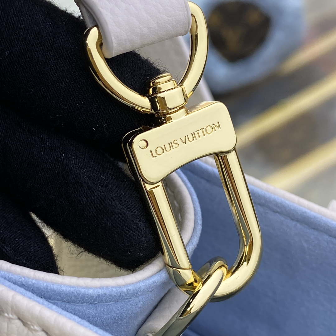 LV M46833 Louis Vuitton OnTheGo PM Bicolor Monogram Empreinte Leather Latte Blue