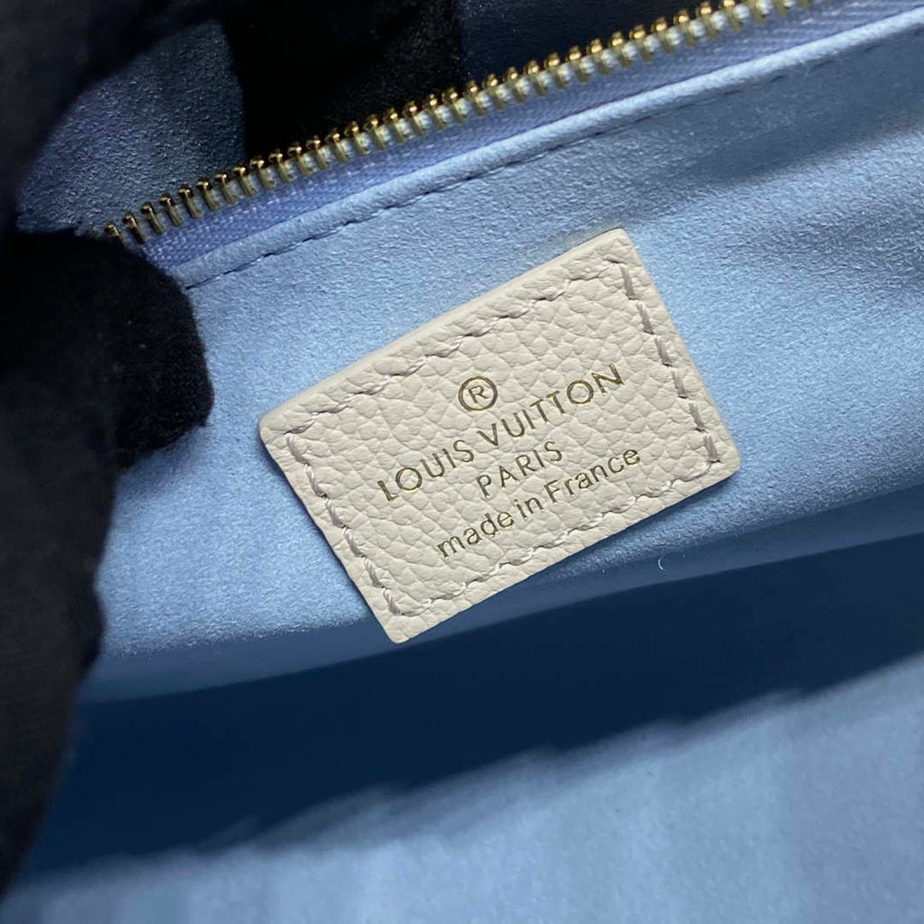 LV M46833 Louis Vuitton OnTheGo PM Bicolor Monogram Empreinte Leather Latte Blue