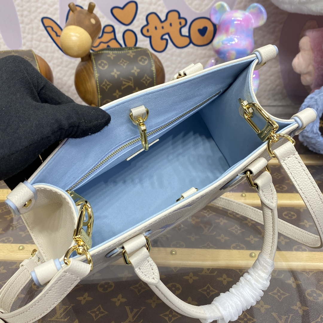 LV M46833 Louis Vuitton OnTheGo PM Bicolor Monogram Empreinte Leather Latte Blue - Default Title - View 9