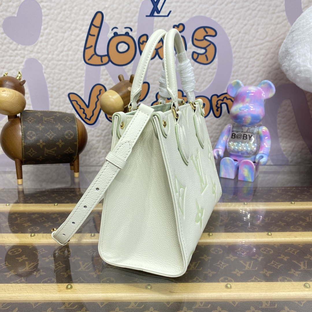 LV M46833 Louis Vuitton OnTheGo PM Bicolor Monogram Empreinte Leather Latte Green - Default Title - View 3
