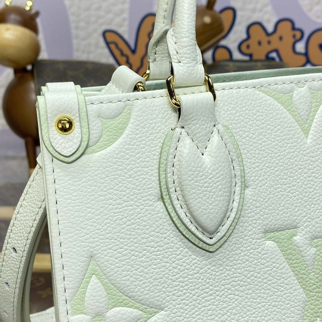 LV M46833 Louis Vuitton OnTheGo PM Bicolor Monogram Empreinte Leather Latte Green