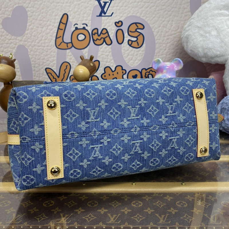 LV M46855 Louis Vuitton CarryAll MM Bag Monogram Denim - Default Title - View 4