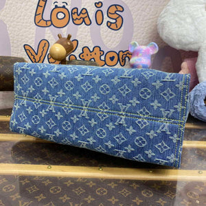 LV M46871 Louis Vuitton OnTheGo MM Tote Bag Monogram Denim - Default Title - View 4