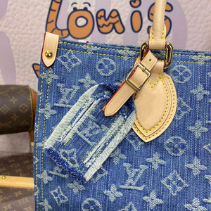 LV M46871 Louis Vuitton OnTheGo MM Tote Bag Monogram Denim - Default Title - View 5