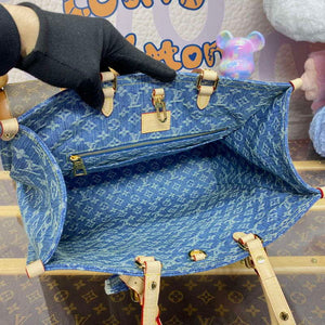 LV M46871 Louis Vuitton OnTheGo MM Tote Bag Monogram Denim - Default Title - View 9
