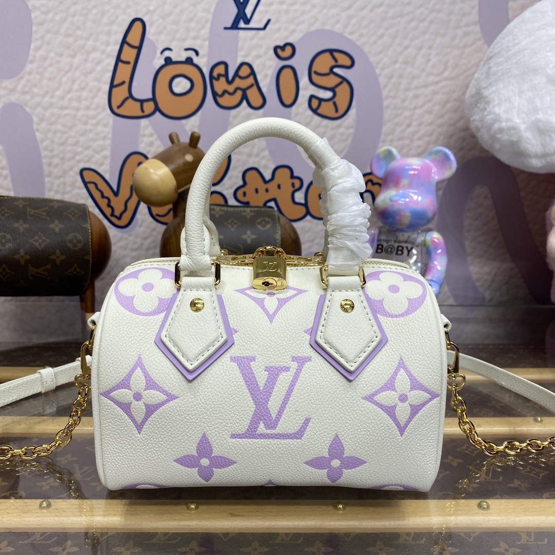 LV M46875 Louis Vuitton Speedy Bandouliere  20 Handbag Latte White / Bubble Tea Mauve - Default Title - View 1