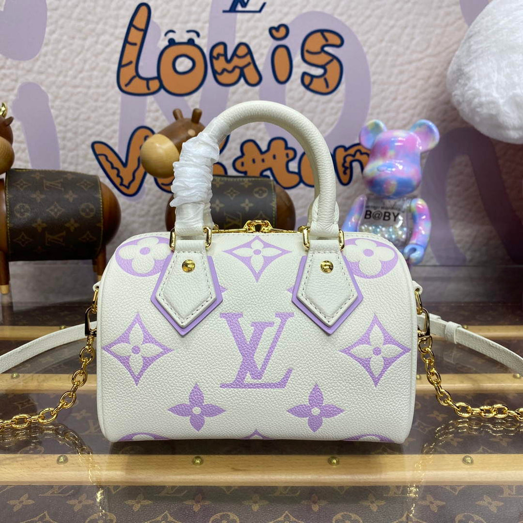 LV M46875 Louis Vuitton Speedy Bandouliere  20 Handbag Latte White / Bubble Tea Mauve