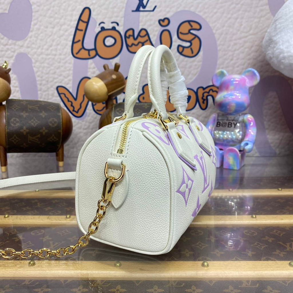 LV M46875 Louis Vuitton Speedy Bandouliere  20 Handbag Latte White / Bubble Tea Mauve