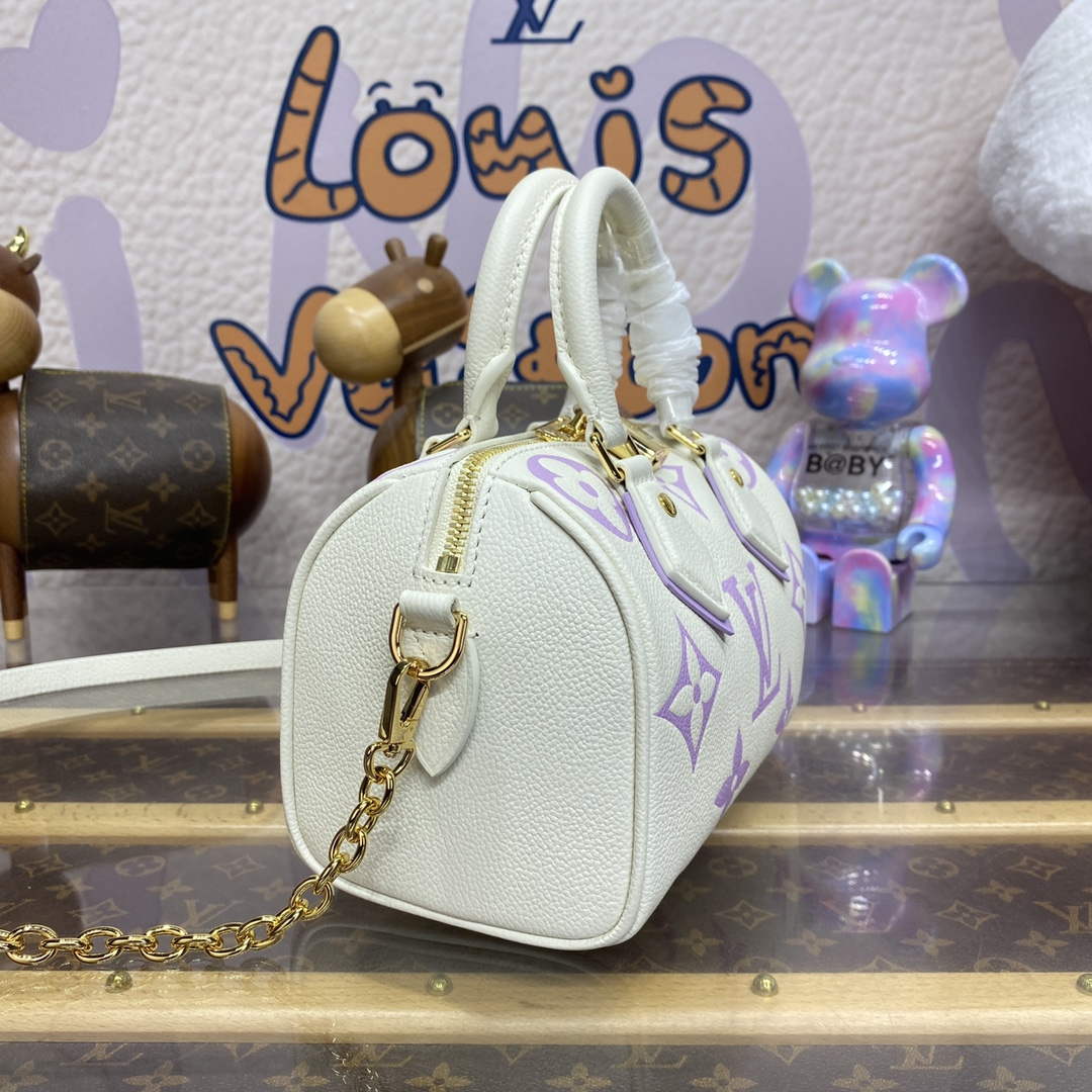 LV M46875 Louis Vuitton Speedy Bandouliere  20 Handbag Latte White / Bubble Tea Mauve - Default Title - View 3