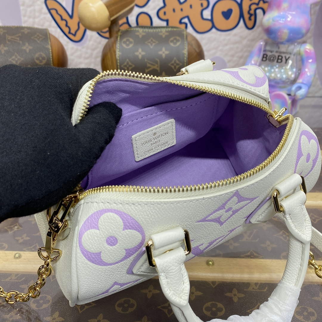 LV M46875 Louis Vuitton Speedy Bandouliere  20 Handbag Latte White / Bubble Tea Mauve - Default Title - View 9