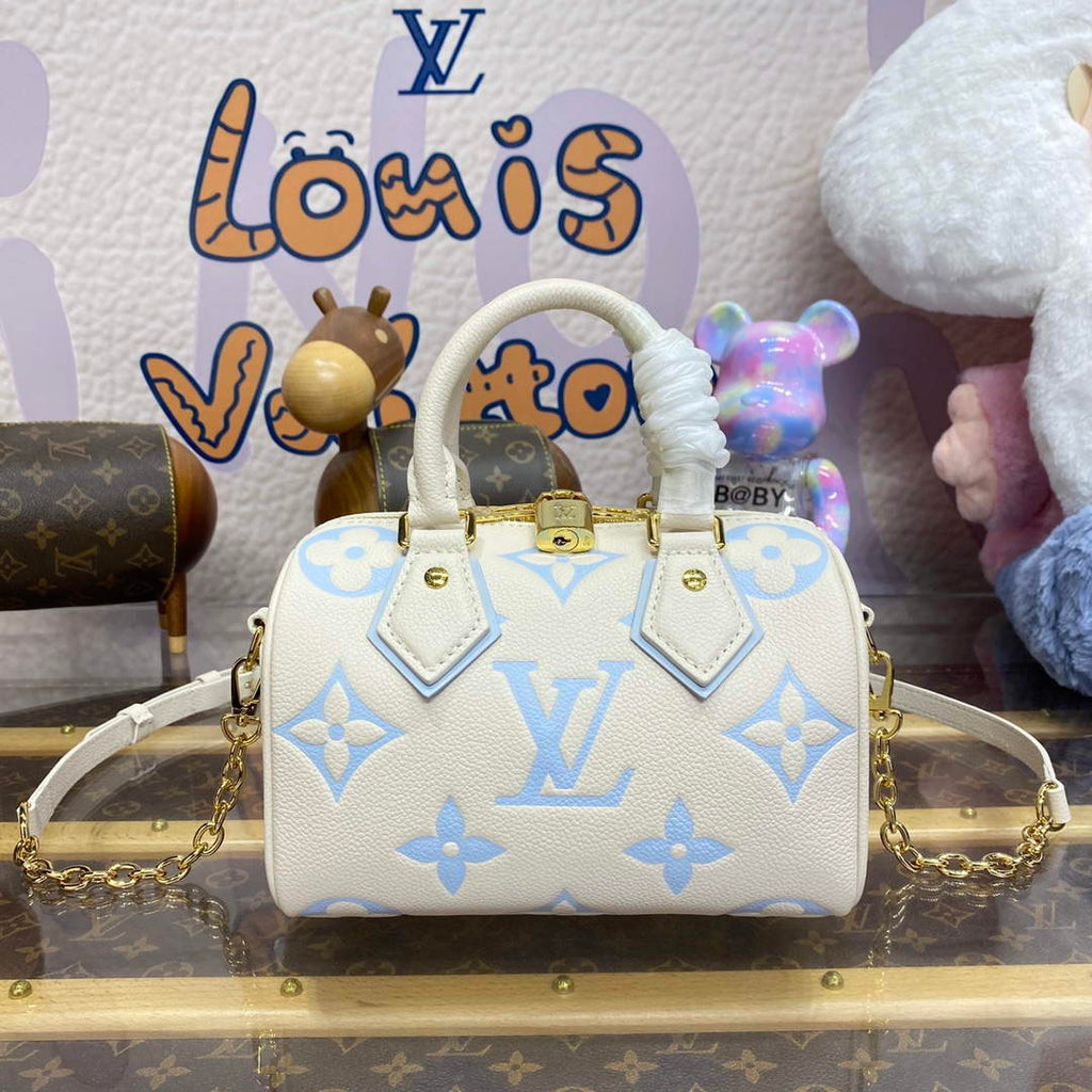 LV M46883 Louis Vuitton Speedy Bandouliere  20 Handbag Latte/Candy Blue