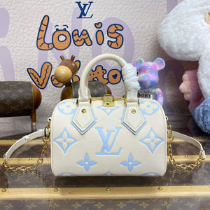LV M46883 Louis Vuitton Speedy Bandouliere  20 Handbag Latte/Candy Blue - Default Title - View 1