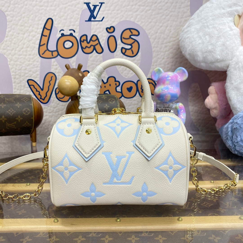 LV M46883 Louis Vuitton Speedy Bandouliere  20 Handbag Latte/Candy Blue