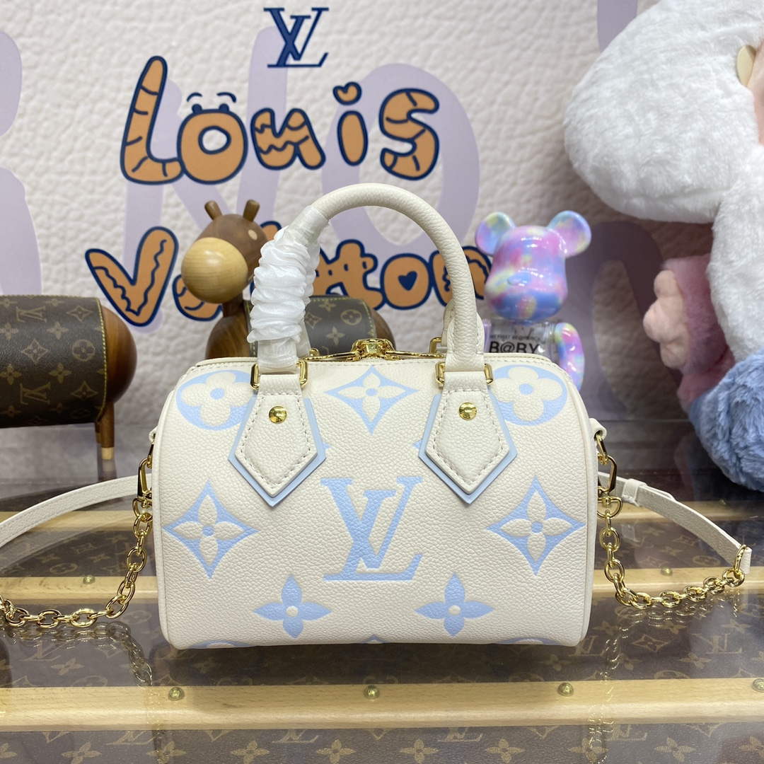 LV M46883 Louis Vuitton Speedy Bandouliere  20 Handbag Latte/Candy Blue