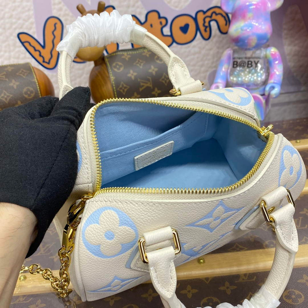 LV M46883 Louis Vuitton Speedy Bandouliere  20 Handbag Latte/Candy Blue