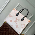 LV M46912 Louis Vuitton OnTheGo MM Tote Bag Beige - Default Title - View 1