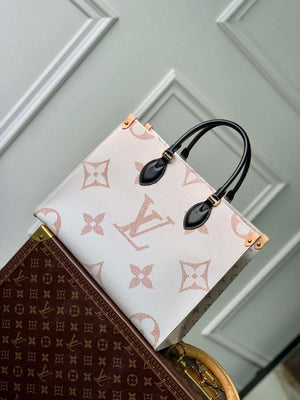 LV M46912 Louis Vuitton OnTheGo MM Tote Bag Beige - Default Title - View 3