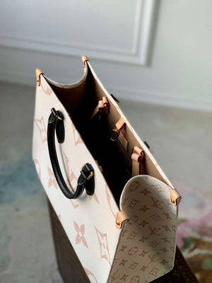 LV M46912 Louis Vuitton OnTheGo MM Tote Bag Beige - Default Title - View 7