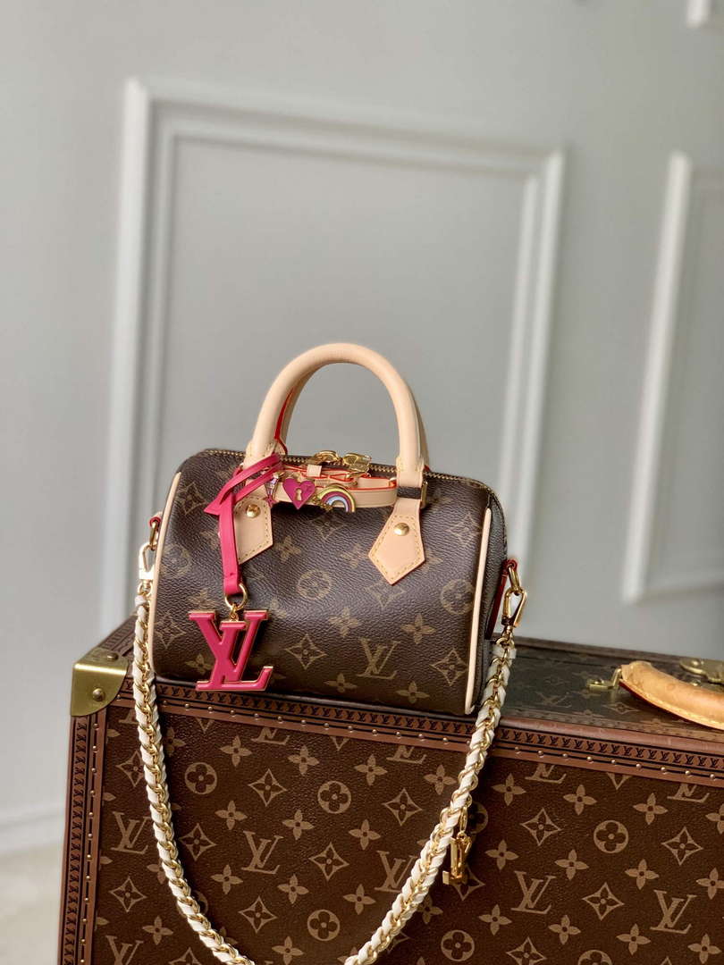 LV M46970 Louis Vuitton SPEEDY 18 LV&I Monogram Dune Coated Canvas Bag Bronw