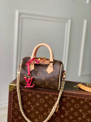 LV M46970 Louis Vuitton SPEEDY 18 LV&I Monogram Dune Coated Canvas Bag Bronw - Default Title - View 1