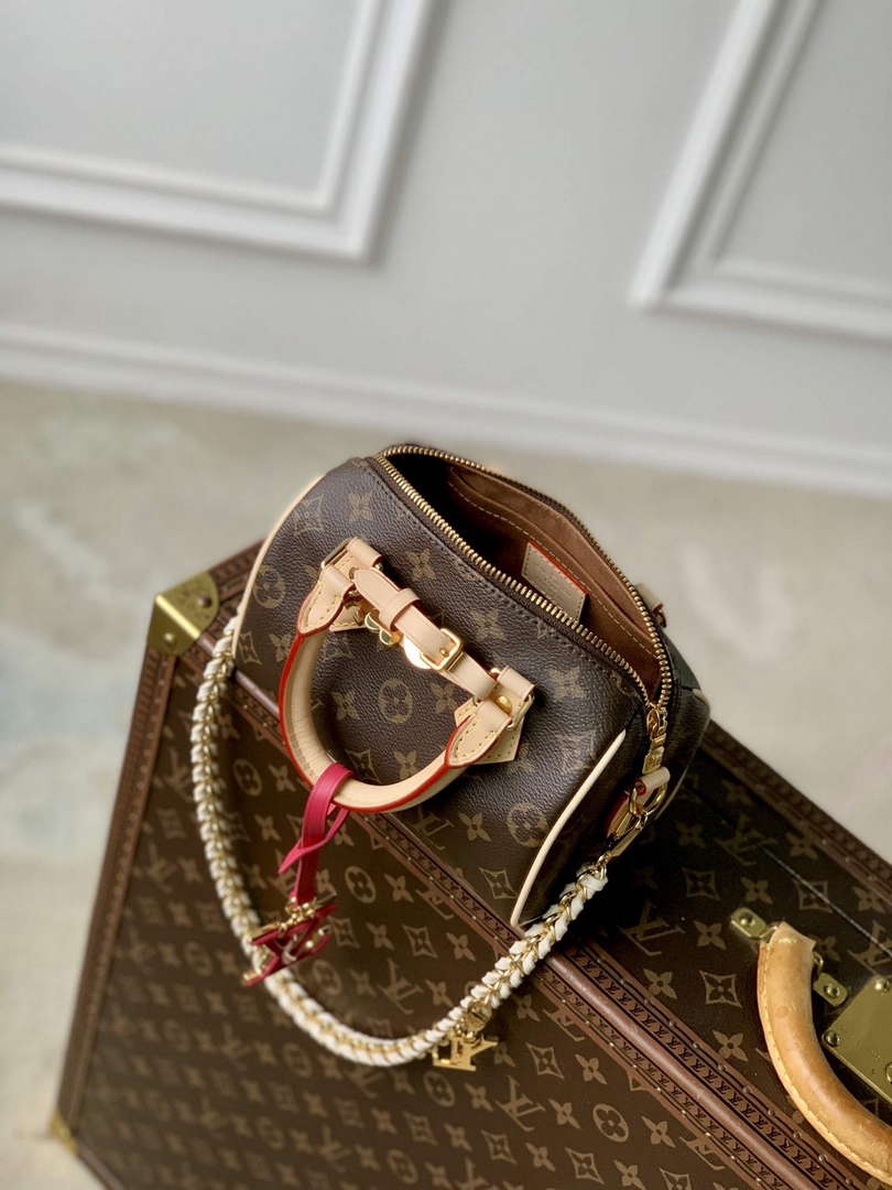 LV M46970 Louis Vuitton SPEEDY 18 LV&I Monogram Dune Coated Canvas Bag Bronw
