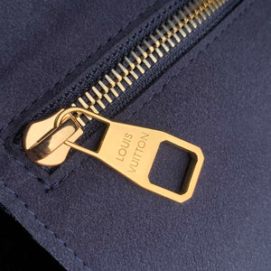LV M47143 Louis Vuitton Neverfull MM Bag Monogram Empreinte Leather Navy Blue - Default Title - View 6