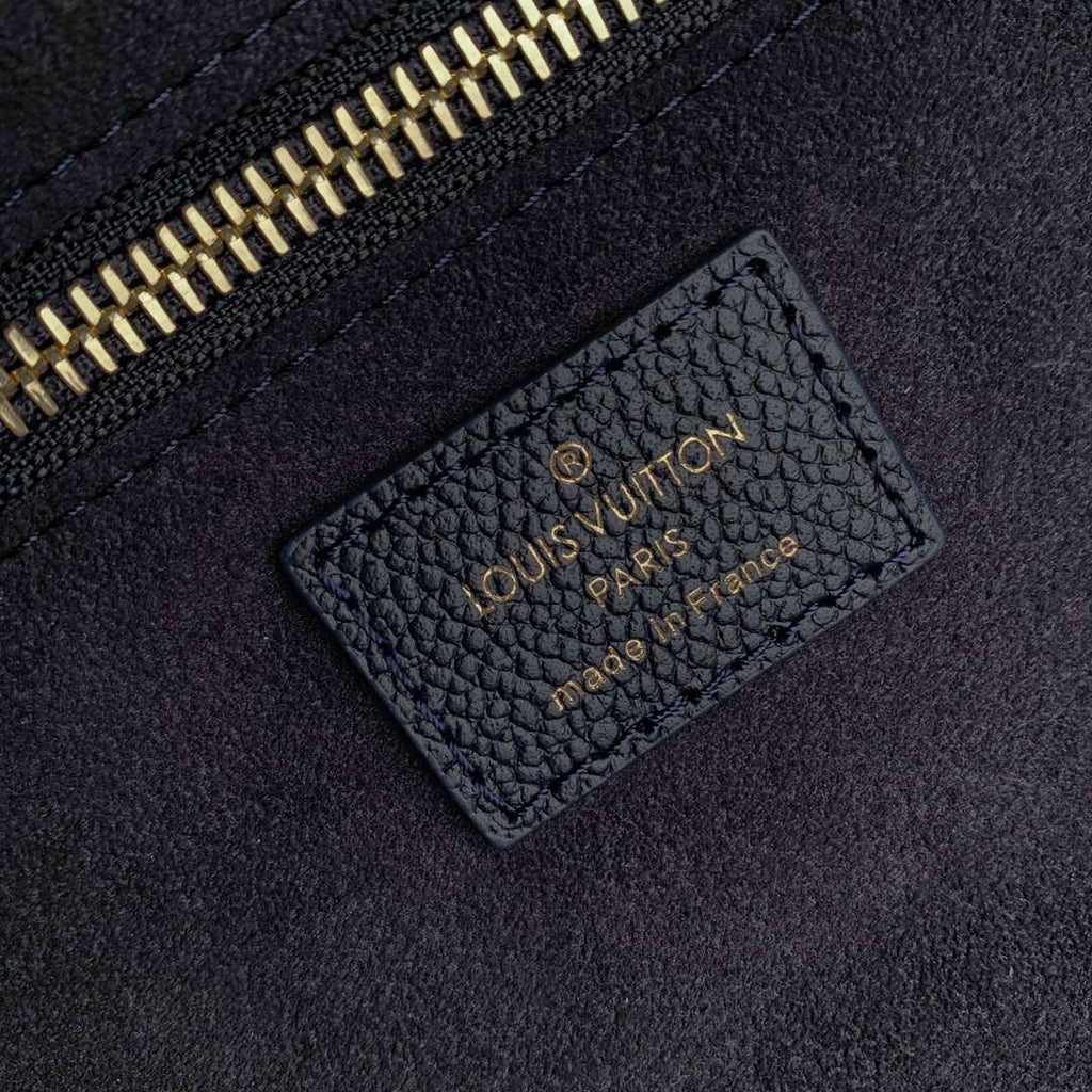 LV M47143 Louis Vuitton Neverfull MM Bag Monogram Empreinte Leather Navy Blue