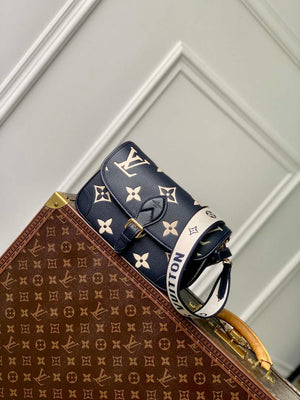 LV M47161 Louis Vuitton Diane Monogram Empreinte Leather Black with Camel - Default Title - View 1